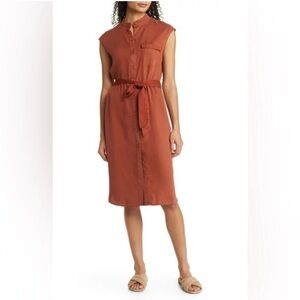 Caslon Rust Sleeveless Button-Down Dress